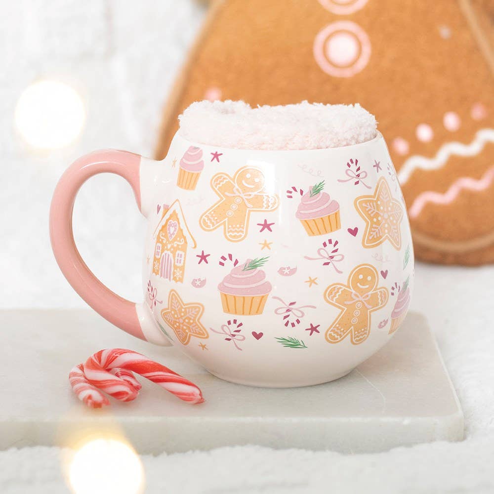 Ensemble mug et chaussettes de Noël imprimé Sugarplum Bakery