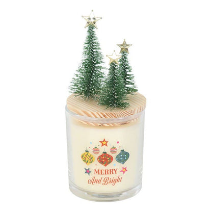 Bougie de Noël Cannelle & Épices Joyeuse et Lumineuse avec Arbre