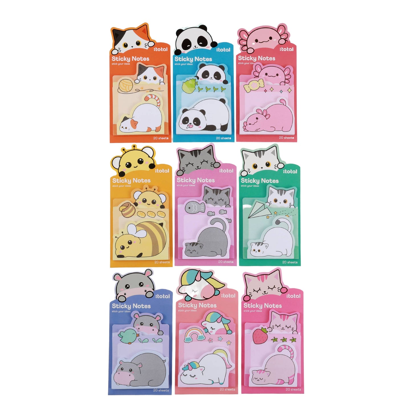 Sticky Pads Assortis - Présentoir 36 Pcs