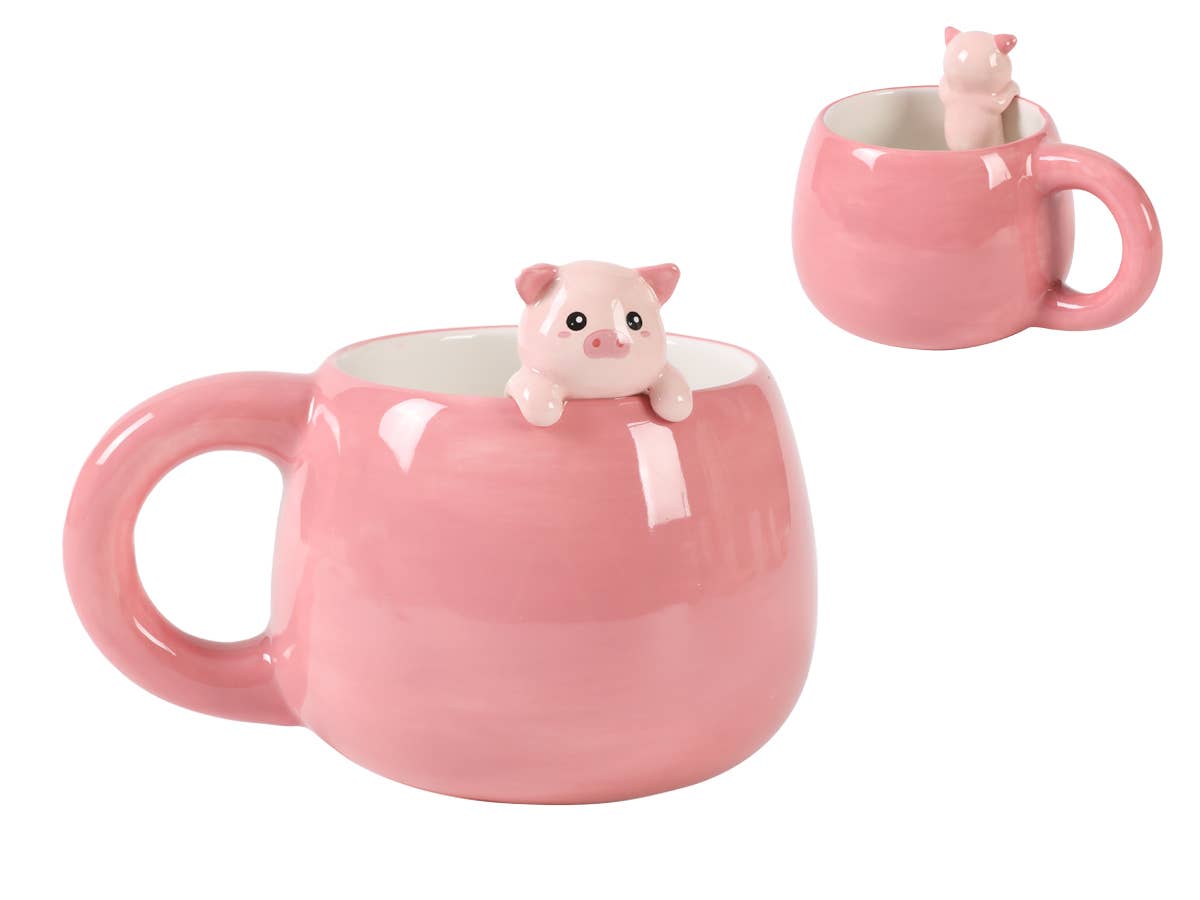 Tasse en céramique avec breloque en forme de cochon