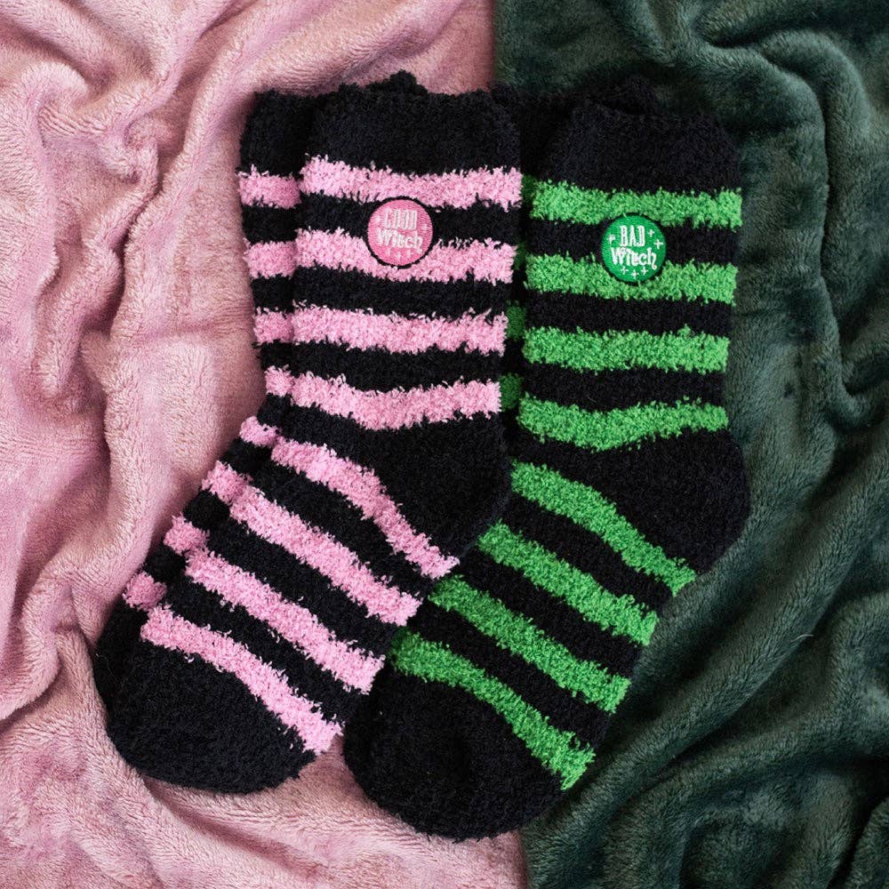 Lot de 2 chaussettes moelleuses « Bonne sorcière » et « Mauvaise sorcière »