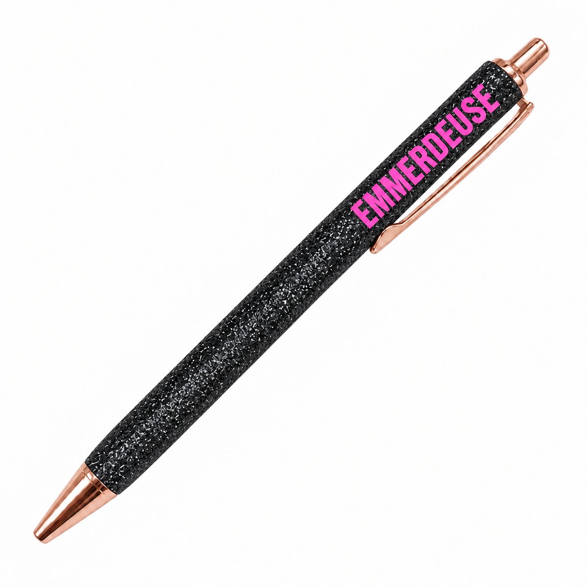 Stylo à Paillettes à Message EMMERDEUSE Noir