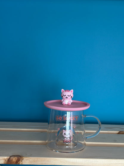Tasse en verre avec couvercle en silicone