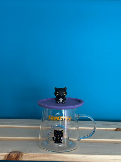 Tasse en verre avec couvercle en silicone