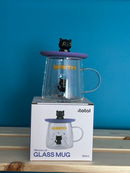 Tasse en verre avec couvercle en silicone