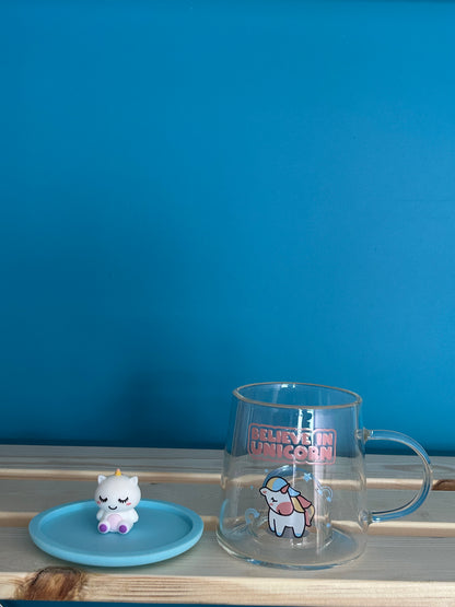 Tasse en verre avec couvercle en silicone
