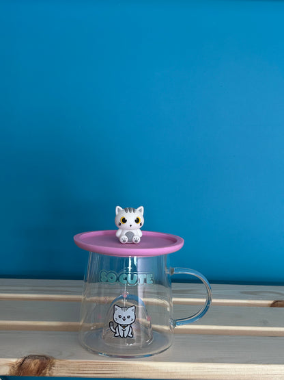 Tasse en verre avec couvercle en silicone