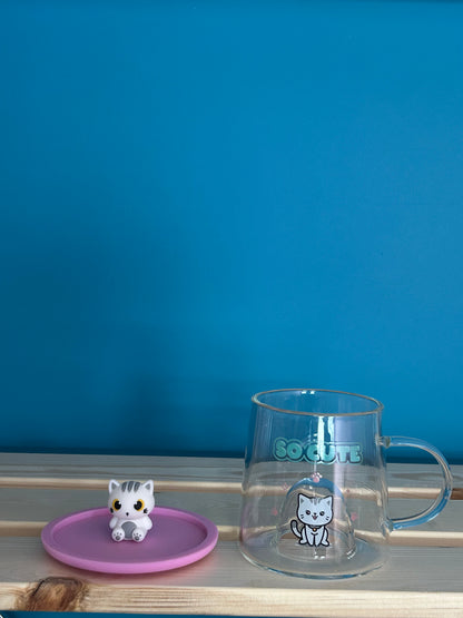 Tasse en verre avec couvercle en silicone