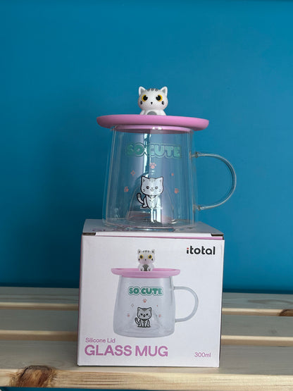 Tasse en verre avec couvercle en silicone