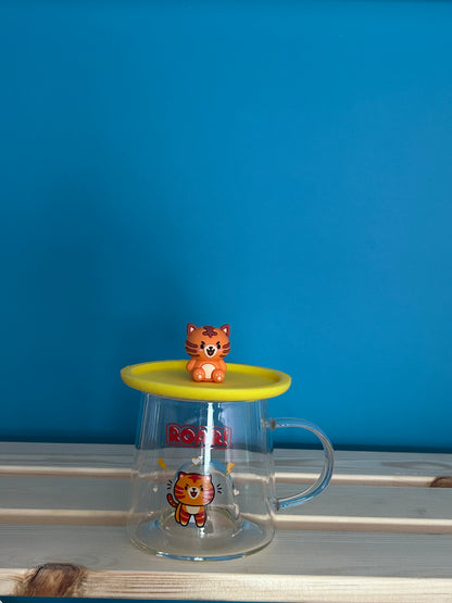 Tasse en verre avec couvercle en silicone
