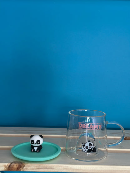 Tasse en verre avec couvercle en silicone