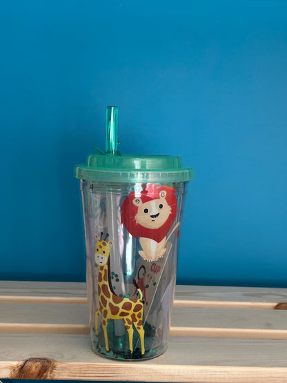 Zooniverse Tasse incassable double parois avec paille