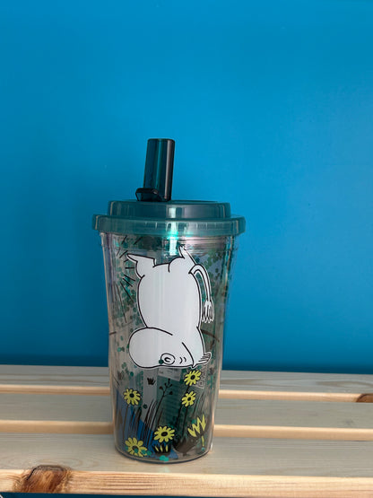 Verre PVC Double Paroi 500ml avec Paille & Couvercle - Moumine