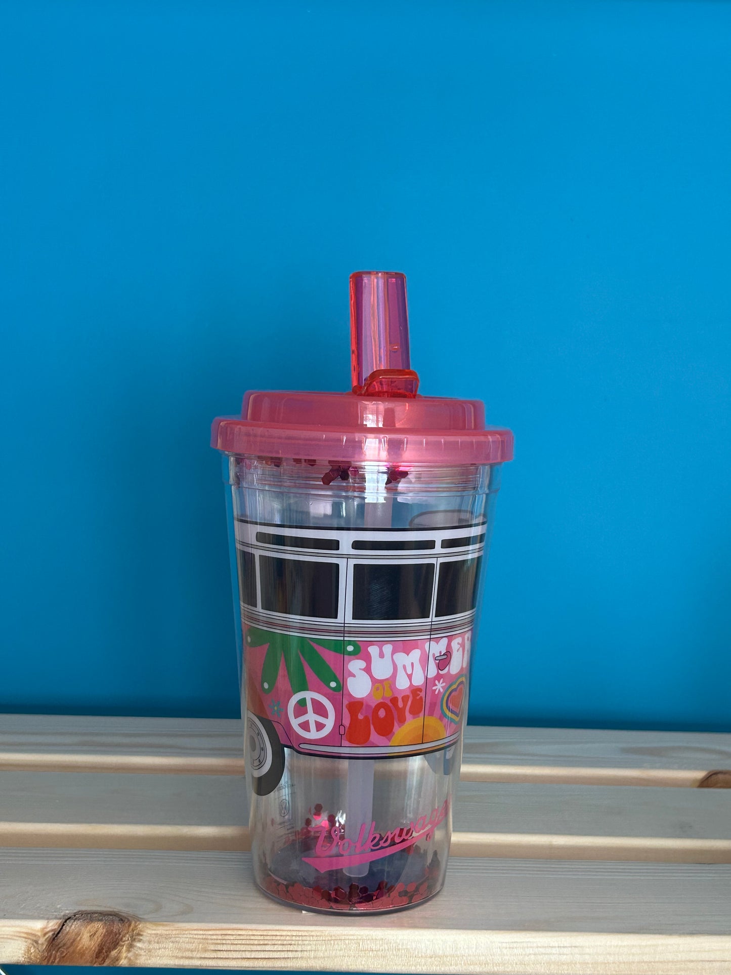 Verre PVC Double Paroi 500ml avec Paille & Couvercle Volkswagen