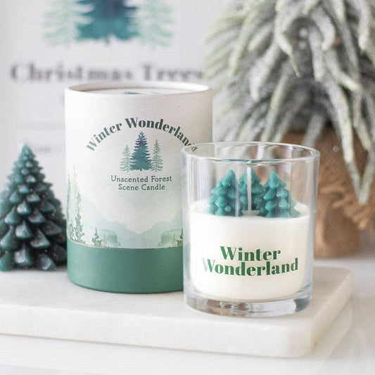Bougie Hivernale avec Scène d'Arbre