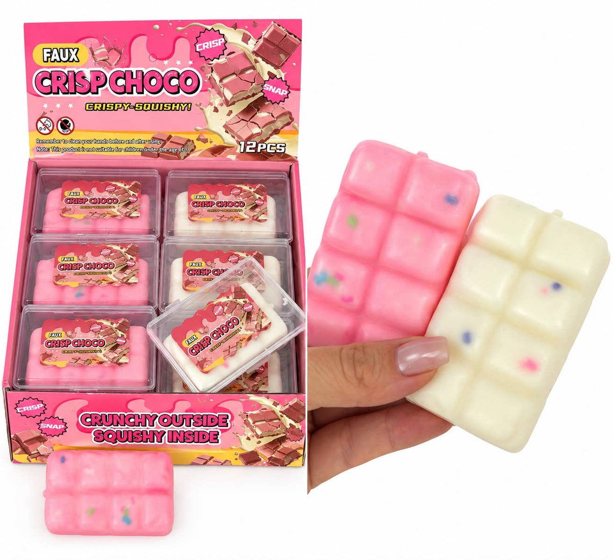Squishy Crispy Chocolat Blanc et Rose