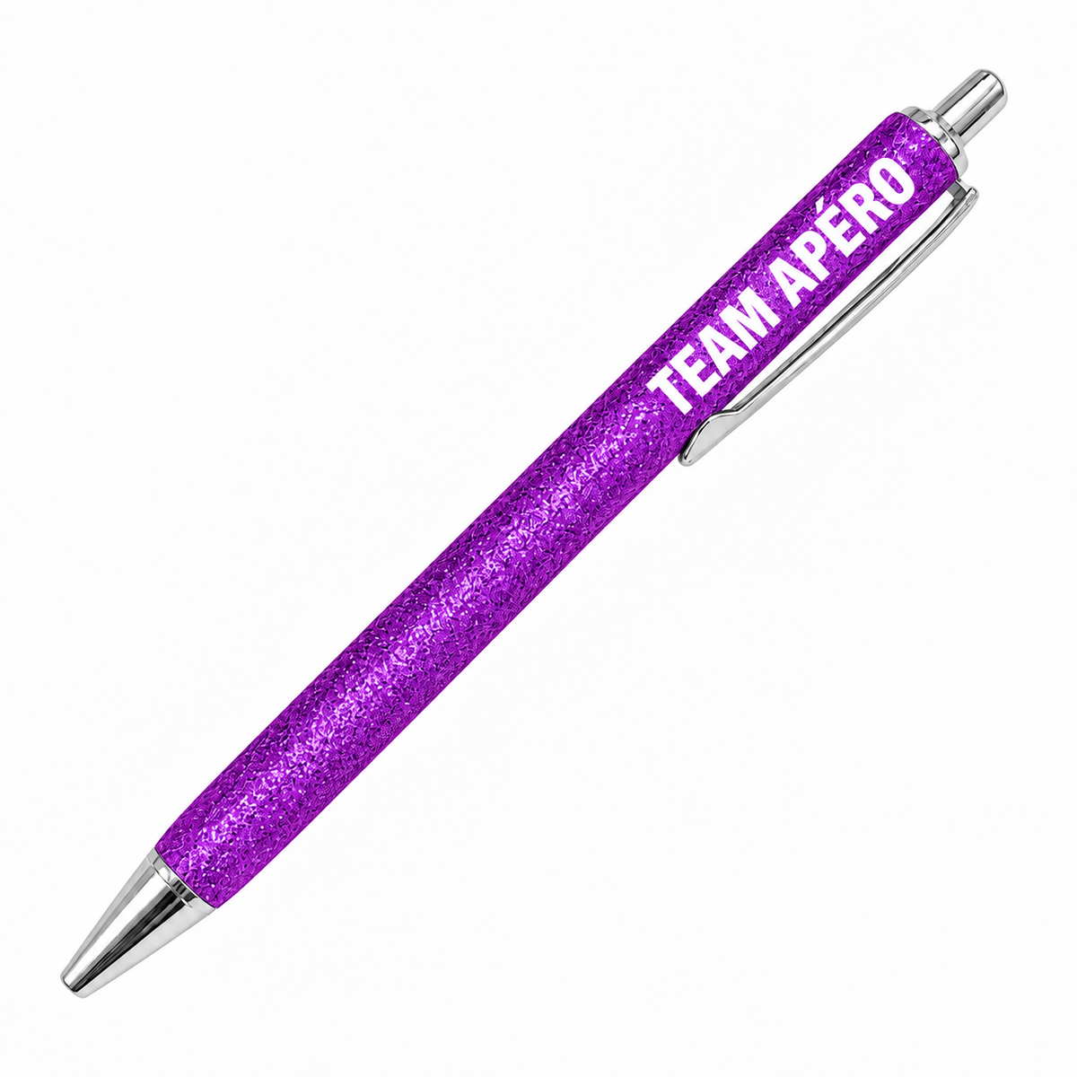Stylo à Paillettes à Message TEAM APÉRO Violet