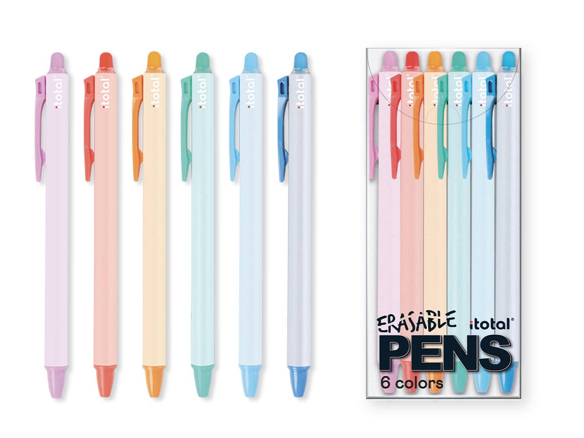 Set de 12 stylos effaçables en 6 couleurs - Présentoir