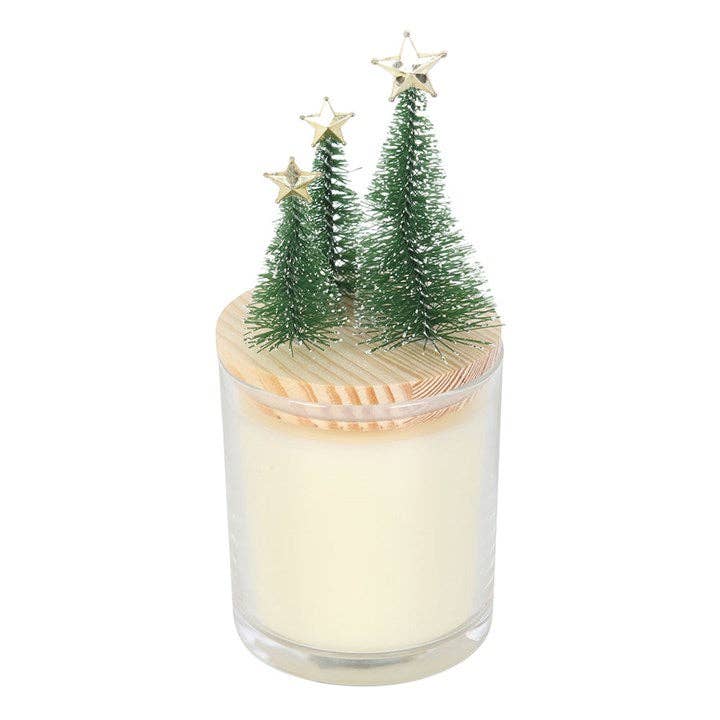 Bougie de Noël Cannelle & Épices Joyeuse et Lumineuse avec Arbre