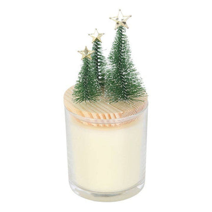 Bougie de Noël Cannelle & Épices Joyeuse et Lumineuse avec Arbre